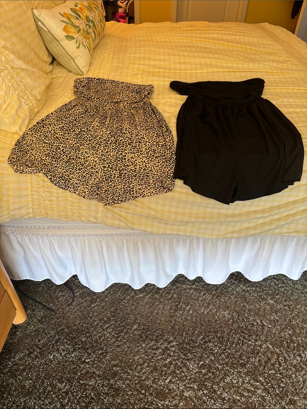 Never worn! New! Two rompers with built in shelf bra. Really cute shorts